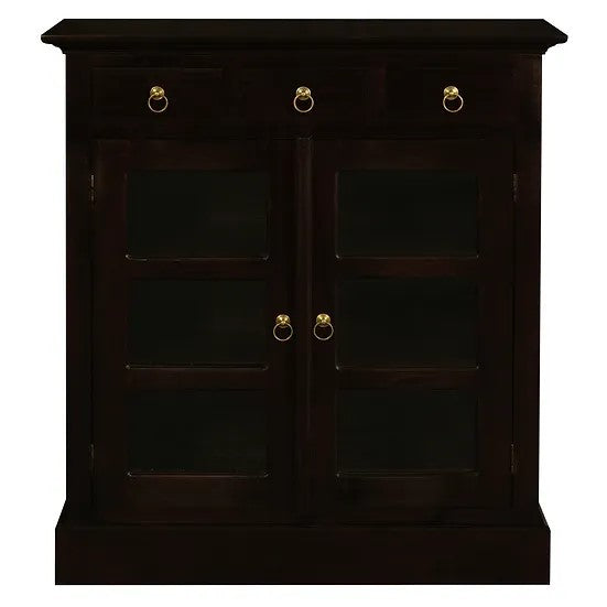 Contemporary 3 Drawer Small Display Cabinet - Dark Brown