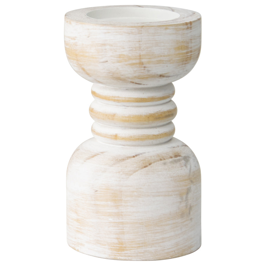 Contemporary Carved Loop Pillar Candleholder - 12x25cms