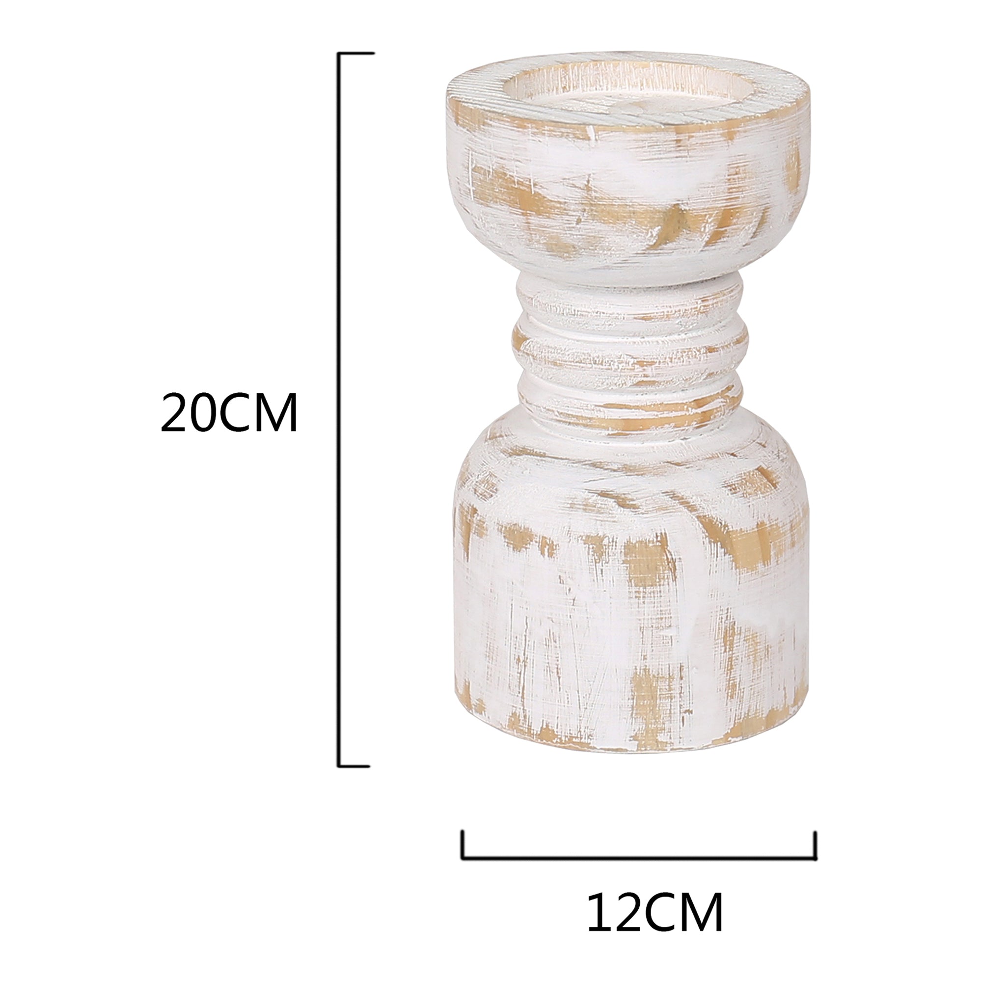 Contemporary Carved Loop Pillar Candleholder - 12x25cms