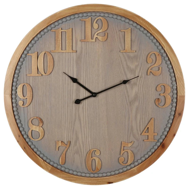 Contemporary Grey Timber Wall Clock 60cms