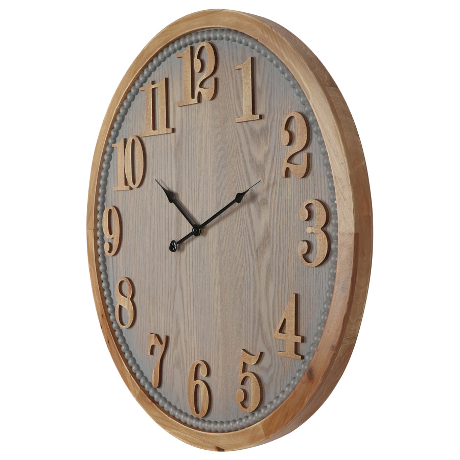 Contemporary Grey Timber Wall Clock 60cms