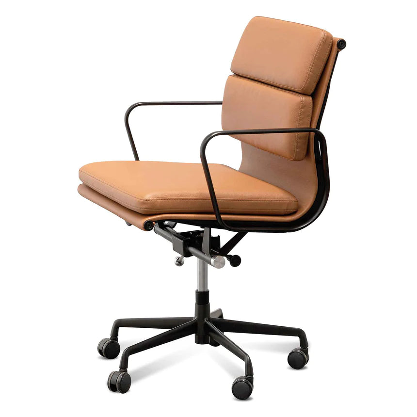 Contemporary Leather Office Chair - Saddle Tan