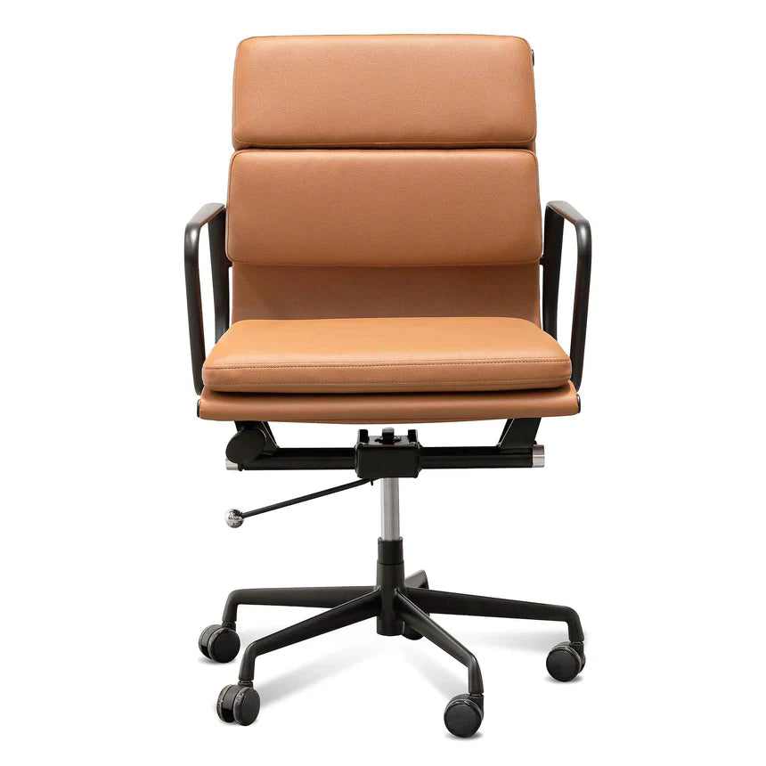 Contemporary Leather Office Chair - Saddle Tan