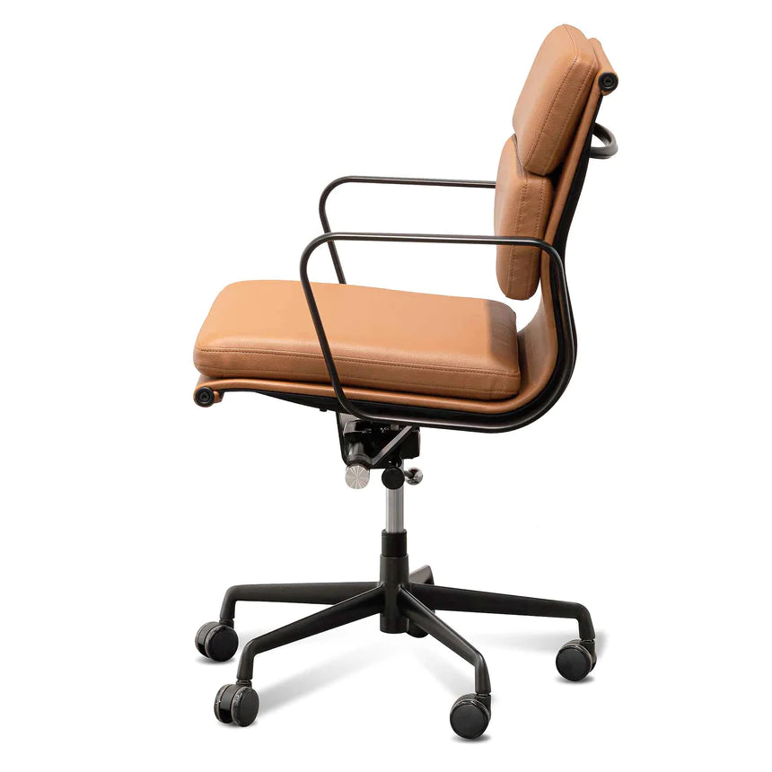 Contemporary Leather Office Chair - Saddle Tan