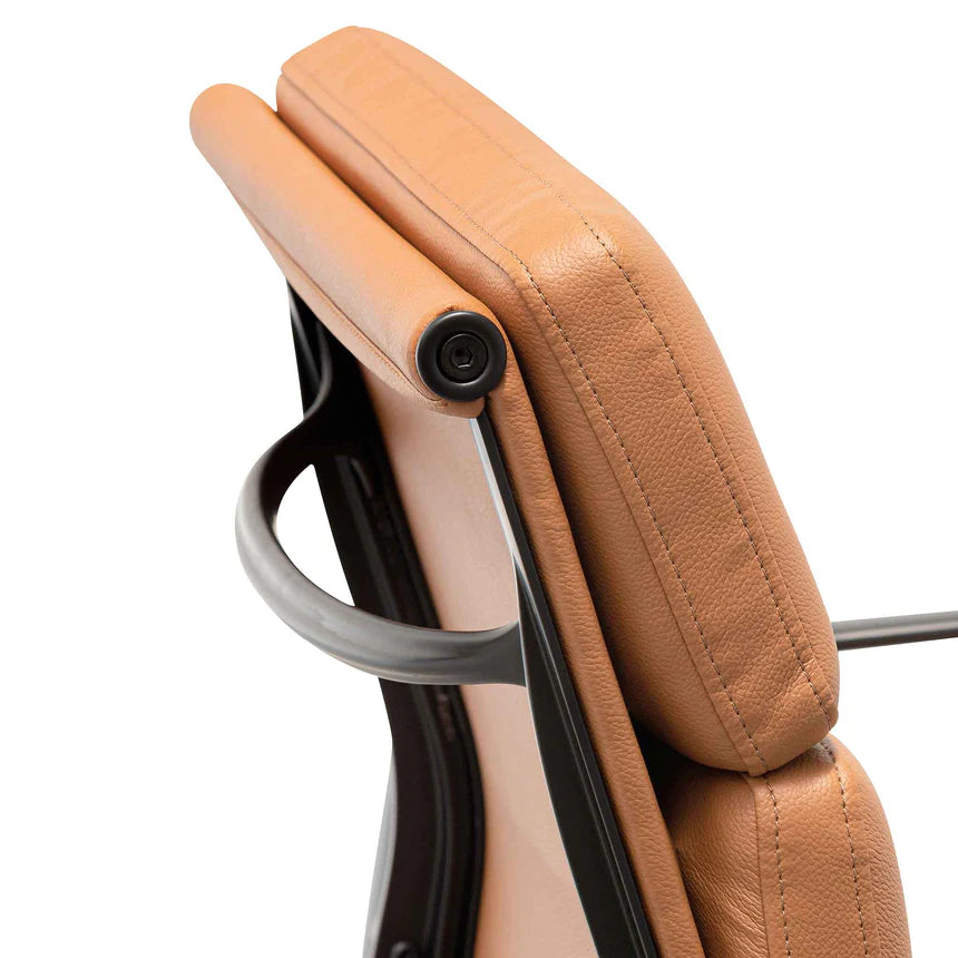 Contemporary Leather Office Chair - Saddle Tan