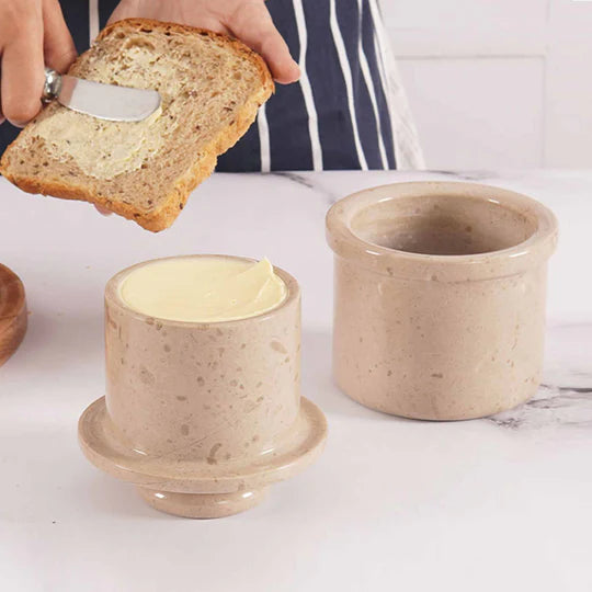 Contemporary Marble Butter Crock - Cream