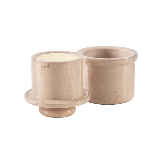 Contemporary Marble Butter Crock - Cream