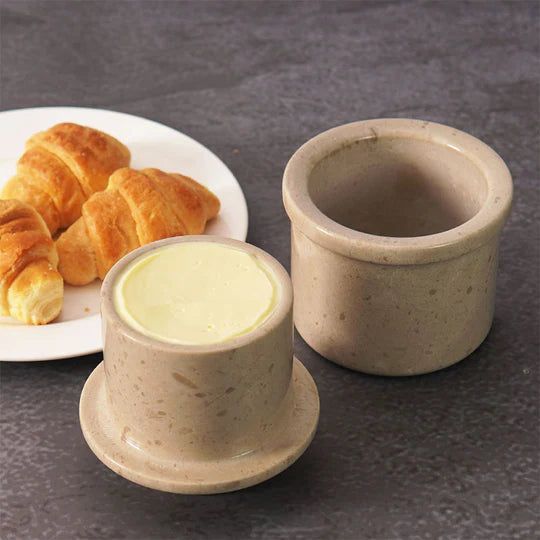 Contemporary Marble Butter Crock - Cream