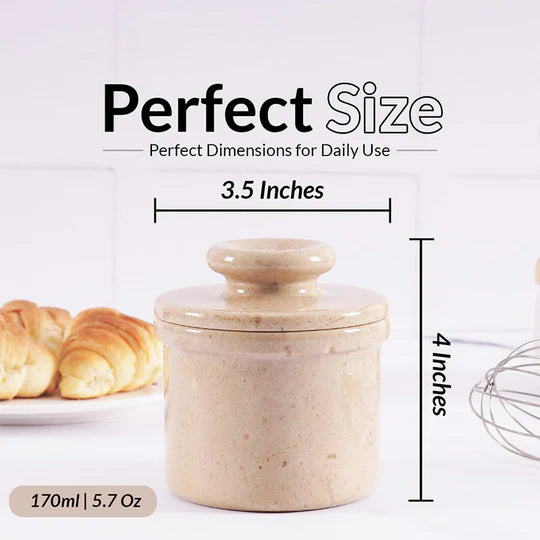 Contemporary Marble Butter Crock - Cream