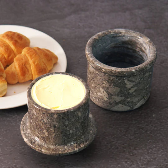 Contemporary Marble Butter Crock - Grey
