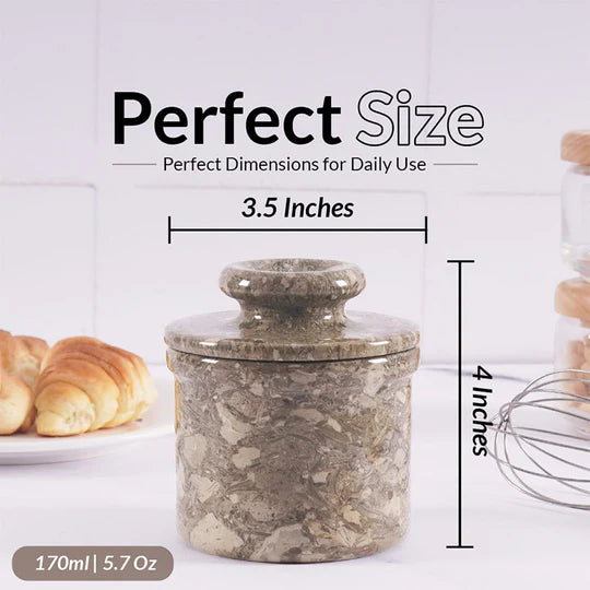 Contemporary Marble Butter Crock - White