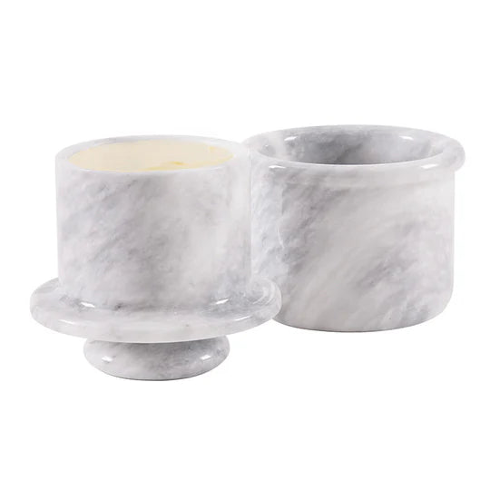 Contemporary Marble Butter Crock - White