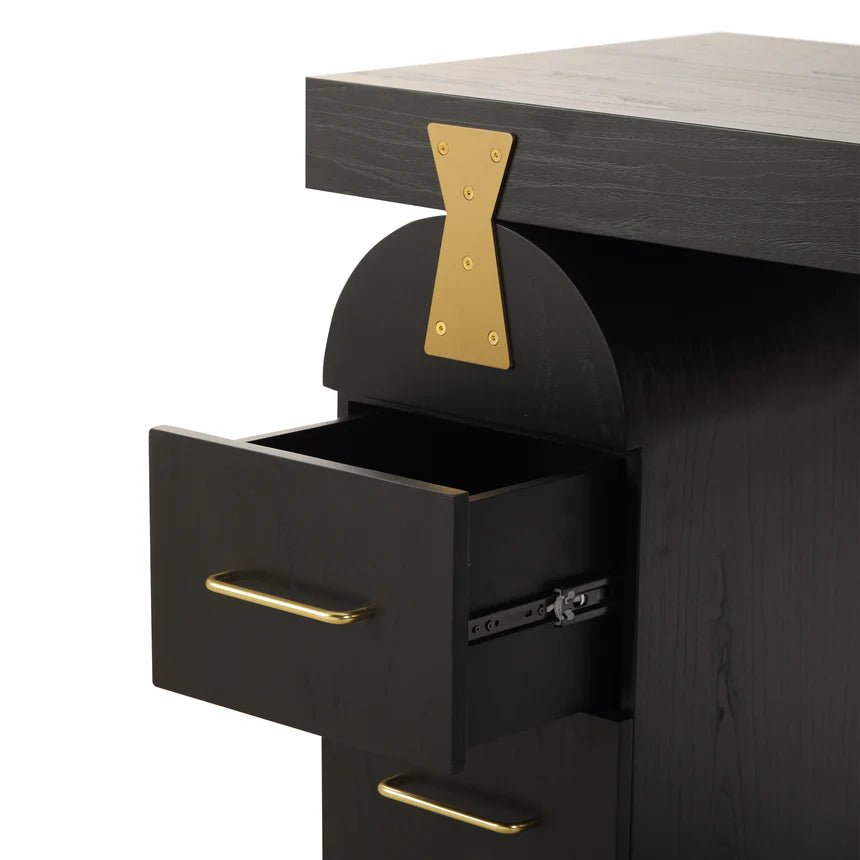 Contemporary New Elm Home Office Desk 155cms - Black