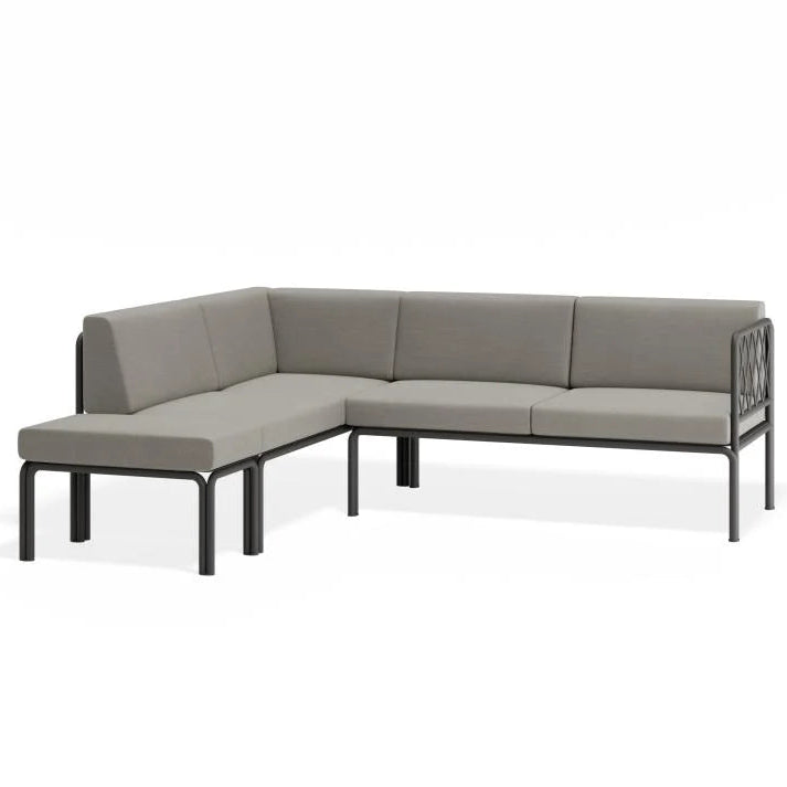Contemporary Outdoor Charcoal Corner Sofa - Granite Grey Cushion