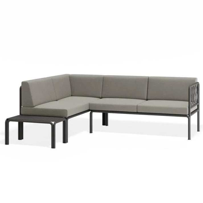 Contemporary Outdoor Charcoal Corner Sofa - Granite Grey Cushion
