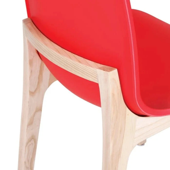 Contemporary Red Shell Wood Stool (Available in 2 Sizes)