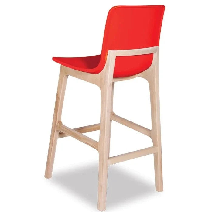 Contemporary Red Shell Wood Stool (Available in 2 Sizes)