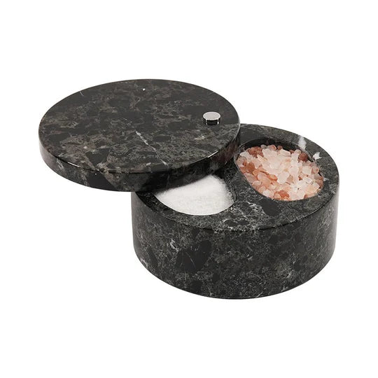 Contemporary Salt Cellar with Dual Compartments - Black