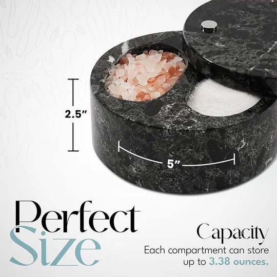 Contemporary Salt Cellar with Dual Compartments - Black