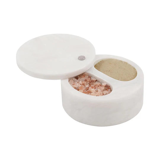 Contemporary Salt Cellar with Dual Compartments - White