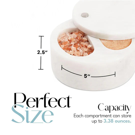 Contemporary Salt Cellar with Dual Compartments - White