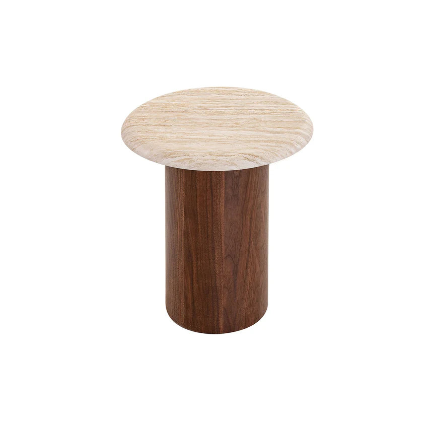 Contemporary Stone Look Side Table - Beige