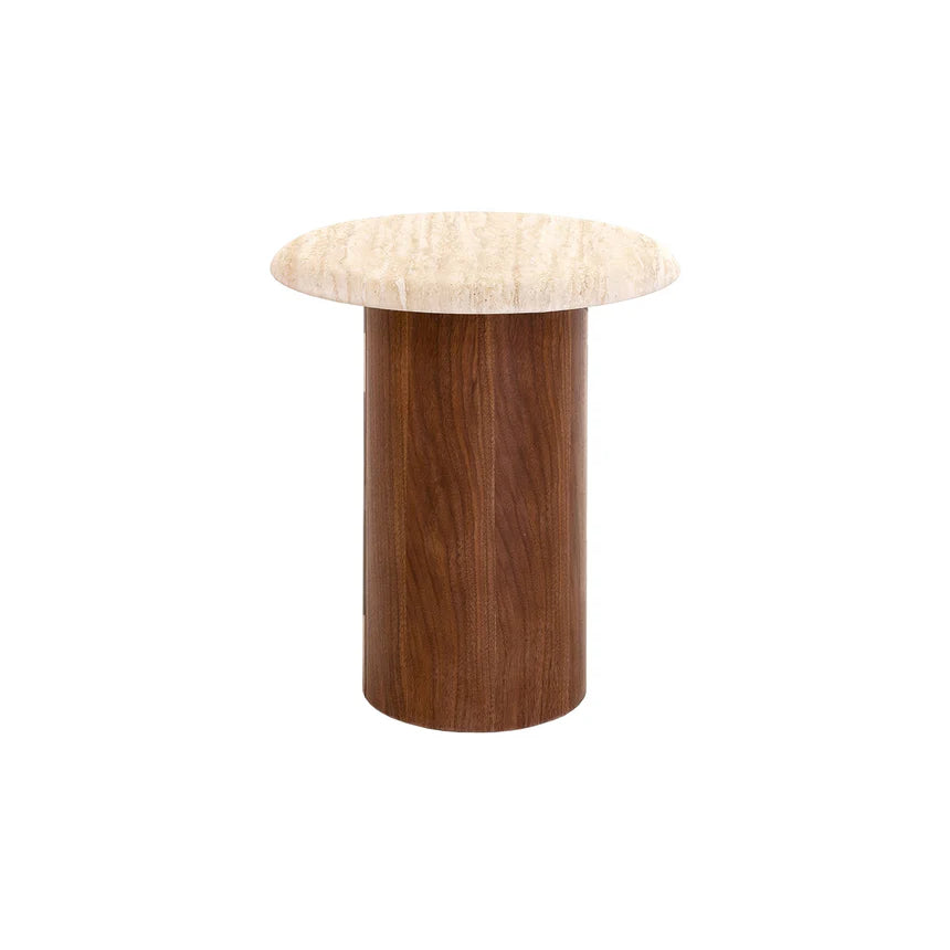 Contemporary Stone Look Side Table - Beige