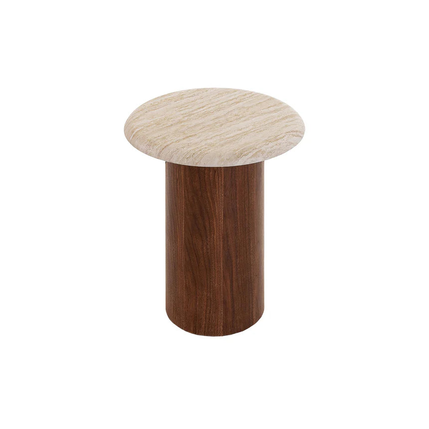 Contemporary Stone Look Side Table - Beige