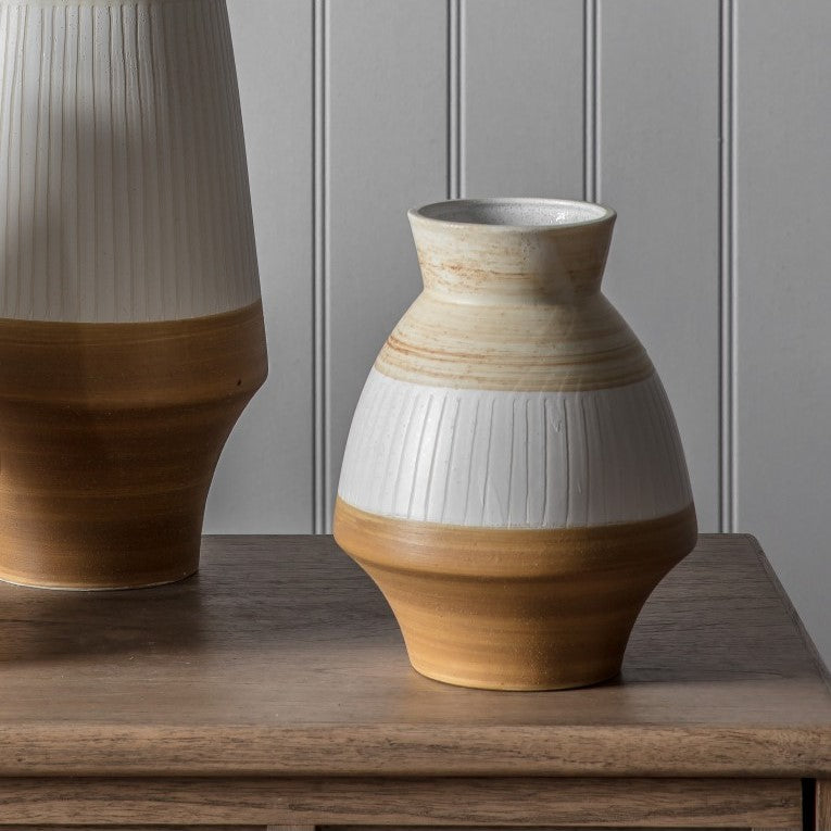 Contemporary Urn with Brushed and White Textures (Available in 3 Sizes)