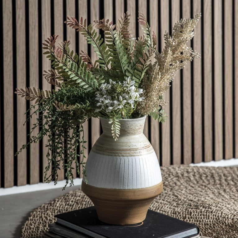 Contemporary Urn with Brushed and White Textures (Available in 3 Sizes)