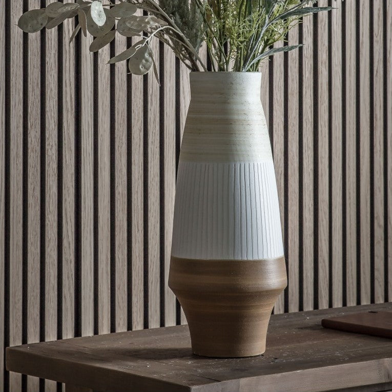 Contemporary Urn with Brushed and White Textures (Available in 3 Sizes)