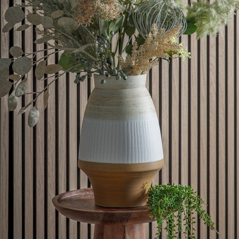 Contemporary Urn with Brushed and White Textures (Available in 3 Sizes)