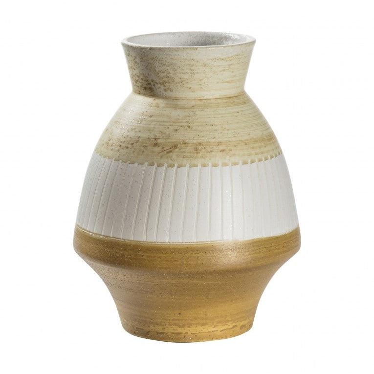 Contemporary Urn with Brushed and White Textures (Available in 3 Sizes)