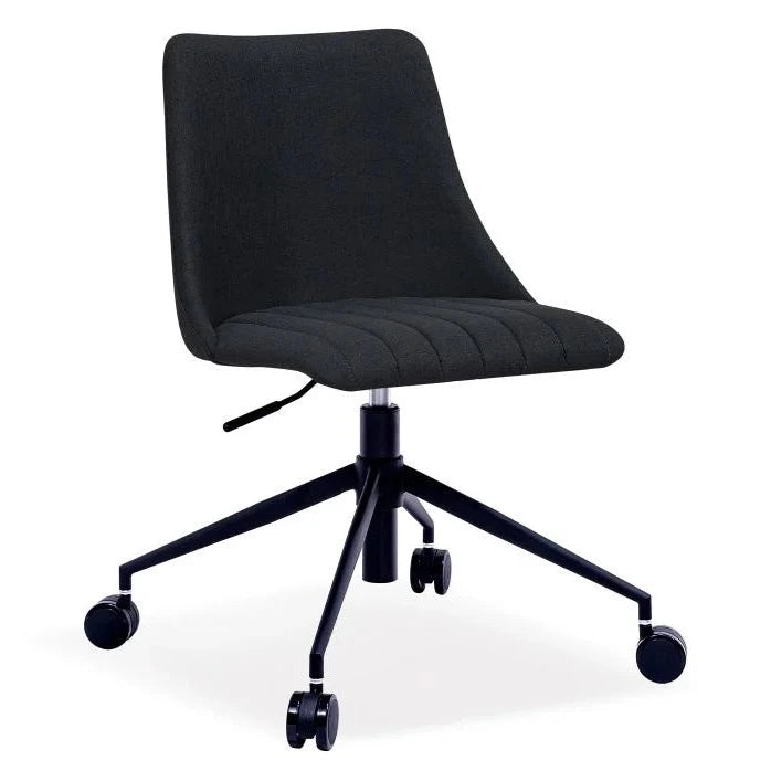 Contemporary Vintage Black Fabric Seat Office Chair