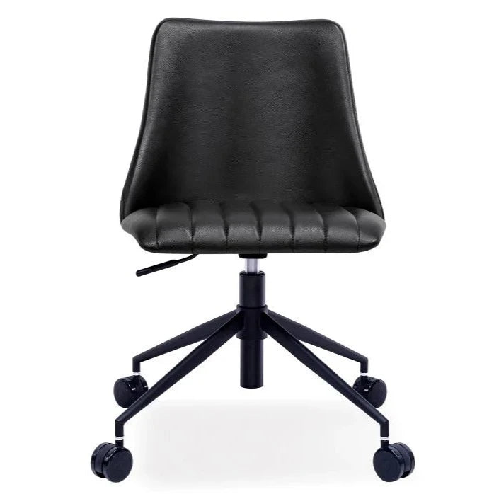 Contemporary Vintage Black Leather Seat Office Chair