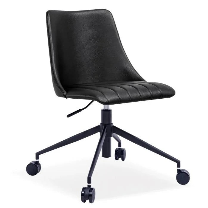 Contemporary Vintage Black Leather Seat Office Chair