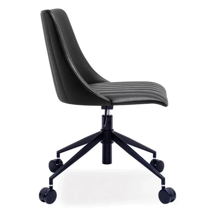 Contemporary Vintage Black Leather Seat Office Chair