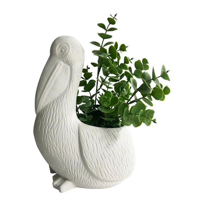 Contemporary White Pelican Planter - 24cms