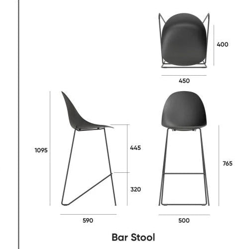 Contemporary Pebble Shell Seat Stool - Olive Green - 75cms