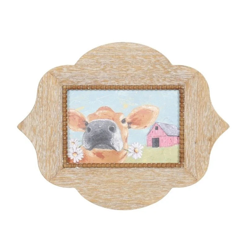 Cow with Daisies Framed Wall Art - 38cms
