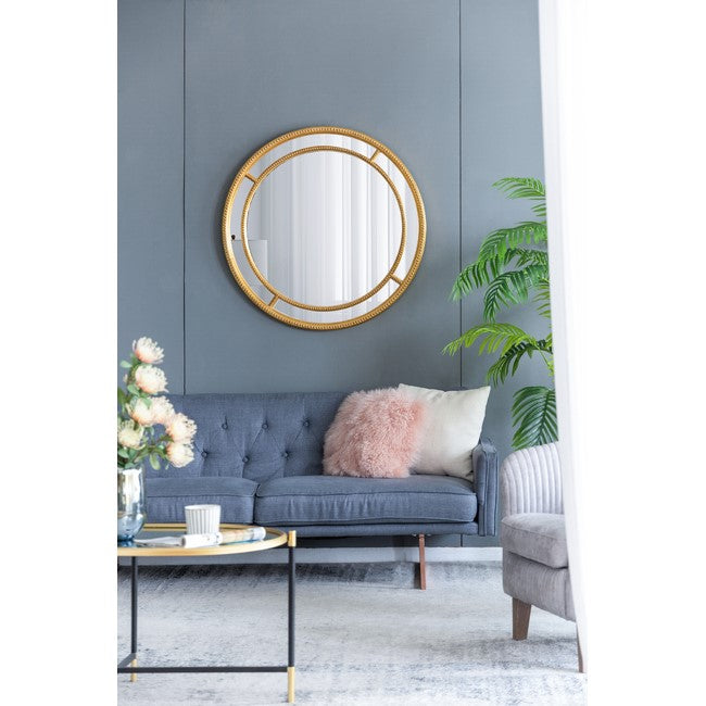 Crafted Beaded Framed Round Wall Mirror