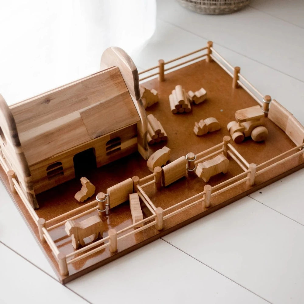 Crafted Wooden Farm Barn Kids Playset