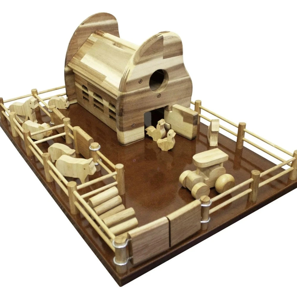 Crafted Wooden Farm Barn Kids Playset