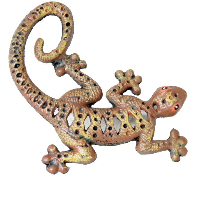 Crawling Gecko Cast Iron Wall Sculpture - Yellow
