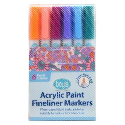 Creative Acrylic Paint Fineliner Markers - 6 Pastel Colors