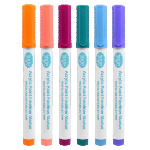 Creative Acrylic Paint Fineliner Markers - 6 Pastel Colors