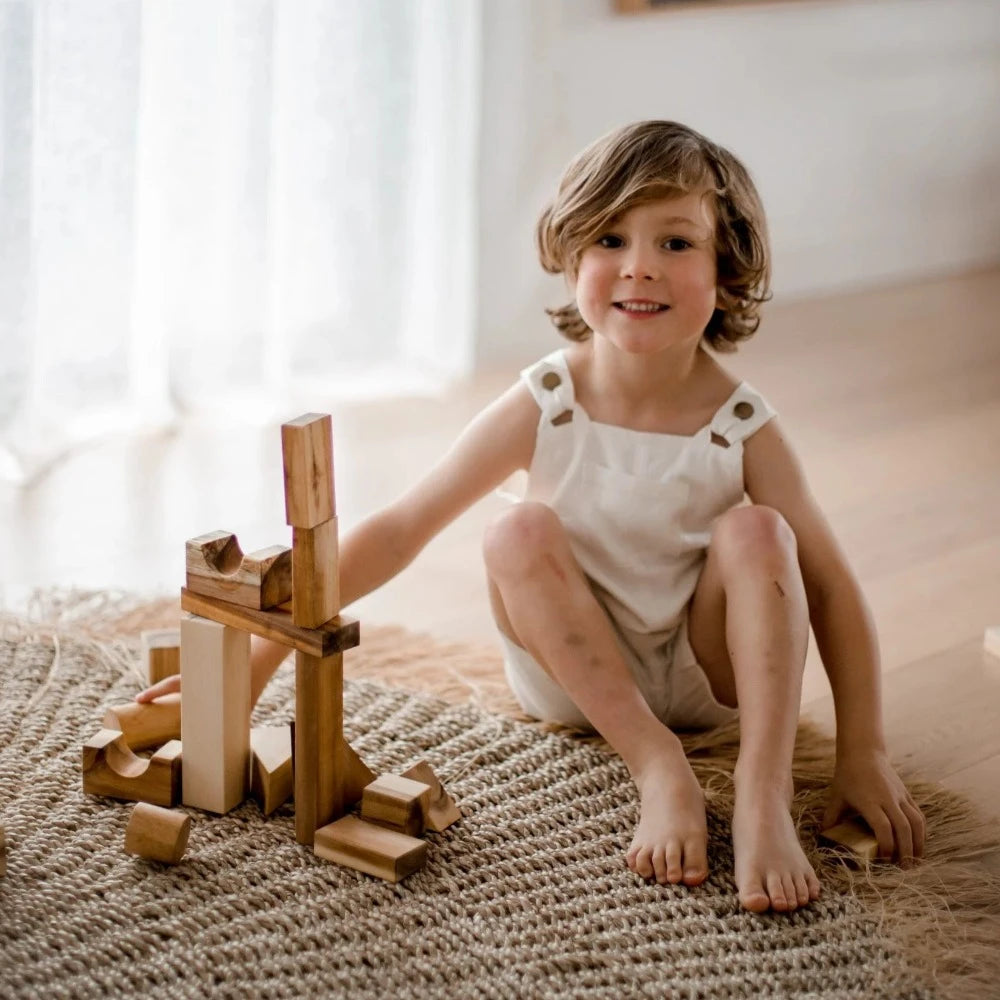 Creative Natural Wood Blocks - 34 Pcs