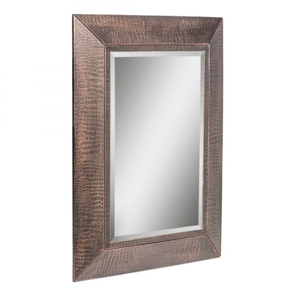 Croc Pattern Copper Finish Metal Frame Wall Mirror
