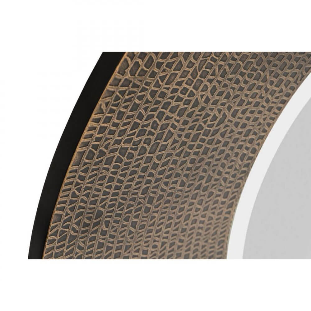 Croc Pattern Golden Black Metal Frame Round Wall Mirror
