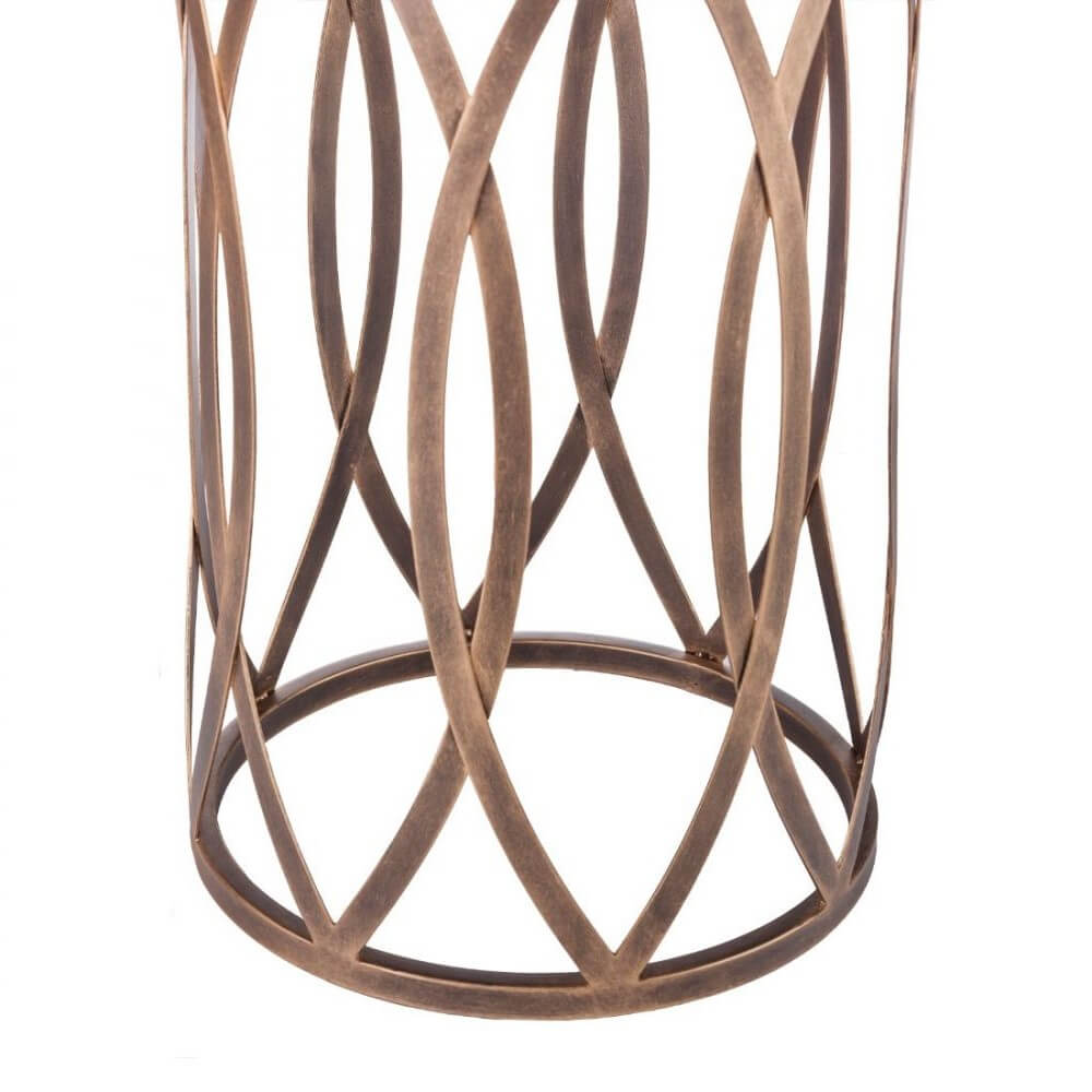 Cross Design Round Iron Brass Finish Side Table